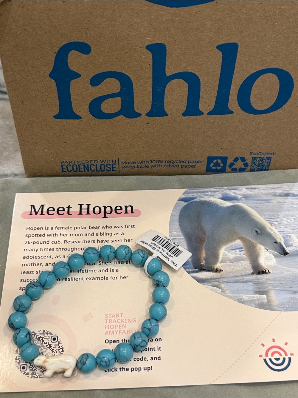 Fahlo - Polar Bear Beaded Bracelet Natural Stones